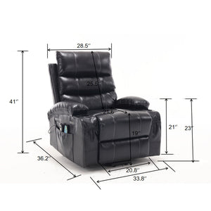 Large Electric Power Lift Recliner Chair with Massage and Heat - Faux Leather