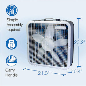 Lasko Air Flex Portable Home Office 3 Speed Air Purifier Box Fan, White (2 Pack)