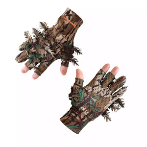 Leafy Camo Gloves (Fingerless or Touchscreen Tips) - TRAPSKI