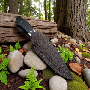 D2 Steel Hunting Knife with G10 Handle & Leather Sheath