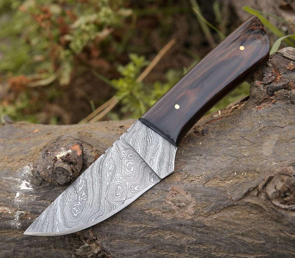 Legacy Damascus Skinning Knife with Exotic Wenge Wood Handle