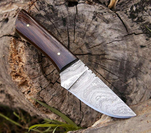 Legacy Damascus Skinning Knife with Exotic Wenge Wood Handle - TRAPSKI