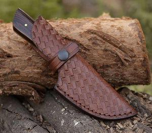 Legacy Damascus Skinning Knife with Exotic Wenge Wood Handle - TRAPSKI