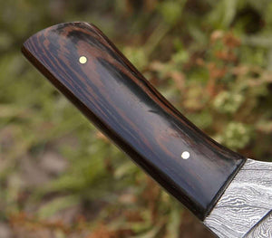 Legacy Damascus Skinning Knife with Exotic Wenge Wood Handle - TRAPSKI