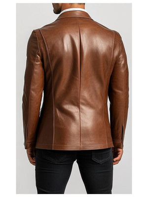Leo Stylish Brown Premium Leather Blazer Jacket