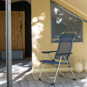 Lafuma Alu Cham Folding Camping Patio Mesh Sling Chair, Ocean Blue (Set of 4)