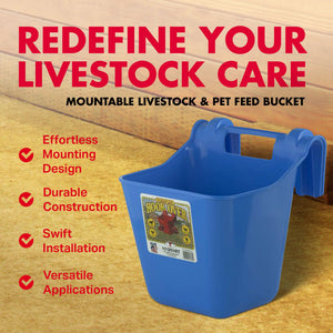 Little Giant 12 qt. Mountable Livestock & Pet Hook Bucket Feeder, Berry Blue - TRAPSKI