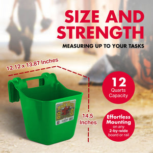 Little Giant 12 Quart Mountable Livestock Hook Over Bucket Feeder, Lime Green - TRAPSKI