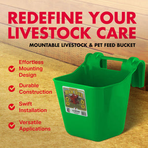 Little Giant 12 Quart Mountable Livestock Hook Over Bucket Feeder, Lime Green - TRAPSKI