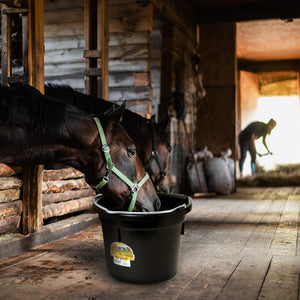 Little Giant Heavy Duty 22 Quart Flat Back Plastic Bucket w/ Metal Handle, Black