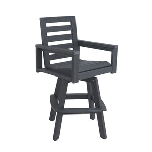 Outdoor 360° Swivel Bar Chair with Ladderback Design - Slate Grey