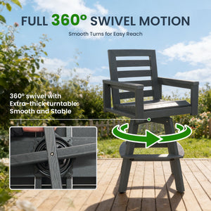 Outdoor 360° Swivel Bar Chair with Ladderback Design - Slate Grey