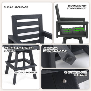 Outdoor 360° Swivel Bar Chair with Ladderback Design - Slate Grey