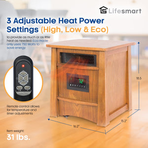 Lifesmart Lifelux 8 Element Electric Infrared Large Room Space Heater (2 Pack)