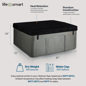 Lifesmart Spas 5 Person Plug and Play 28 Jet LED Outdoor Hot Tub, LS350DX, Taupe