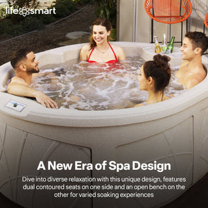 LifeSmart Key Largo Hot Tub Spa with 110 Volt Plug and Play and LED Light, Sand