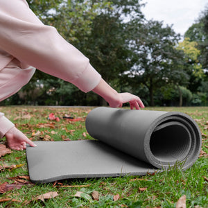 BalanceFrom GoCloud 1" Extra Thick Exercise Yoga Mat with Carrying Strap, Gray