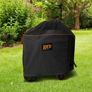 Loco Cookers 22.5 In Kettle Grill Cover with SmartTemp, Zipper, and Cart, Black - TRAPSKI