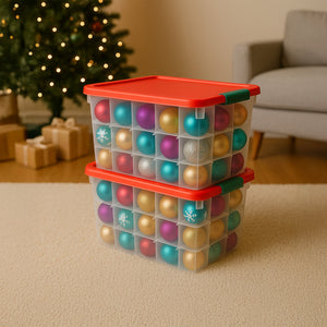 Homz 112 Qt Latching Holiday Plastic Storage Container Tote Box, Clear (2 Pack)