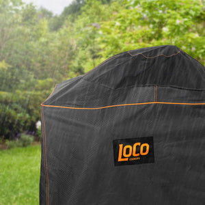 Loco Cookers 22.5 In Kettle Grill Cover with SmartTemp, Zipper, and Cart, Black - TRAPSKI