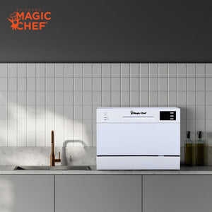 Magic Chef MCSCD6W5 Energy Star 6 Plate Kitchen Countertop Dishwasher, White