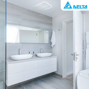 Delta Breez Radiance Exhaust Bathroom Fan 80 CFM with Built-In Heater, White