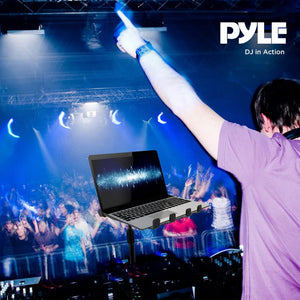 Pyle PLPTS55 Universal Adjustable Rotating DJ Laptop Stand with Travel Case