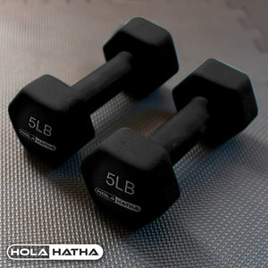 HolaHatha 3, 5, and 8 Pound Dumbbell Hand Weight Set with Storage Rack, Multi
