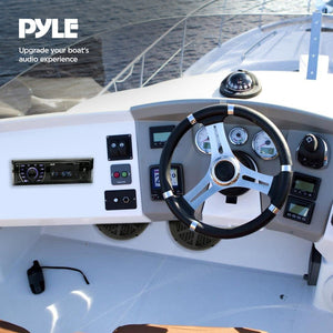 Pyle PLMRKT46BK 5.25 Inch Bluetooth Marine Receiver Stereo & Speaker Kit, Black