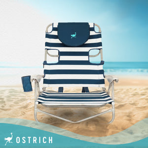 Ostrich On Your Back Sand Chair and On Your Back Sand Beach Chair, Striped Blue