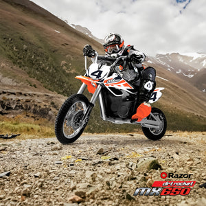 Razor MX650 Dirt Rocket High-Torque Electric Motocross Dirt Bike, 17 MPH, Orange