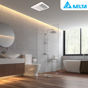 Delta Breez Radiance Exhaust Bath Fan 80 CFM with Built-In Light & Heater, White