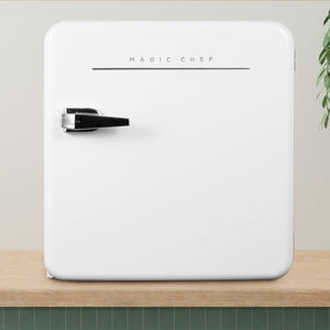 Magic Chef 1.6 Cubic Feet Retro Style Mini Fridge with Interior LED Light, White