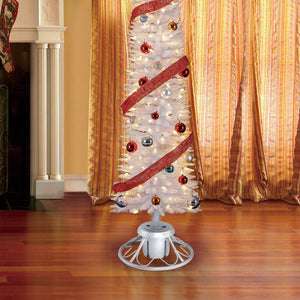 Home Heritage 1-1.75" Artificial Christmas Tree Base Rotating Metal Stand, Silver