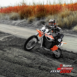 Razor MX650 Dirt Rocket High-Torque Electric Motocross Dirt Bike, 17 MPH, Orange