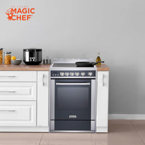 Magic Chef MCSRE24S Stainless Steel Electric Range with Convection and 4 Burners - TRAPSKI