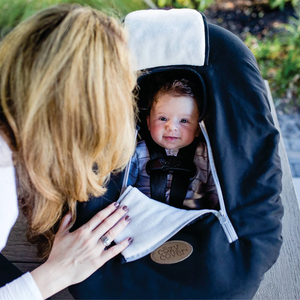 CozyBaby Infant Car Seat Travel Cover with Dual Zippers and Elastic Edge, Black