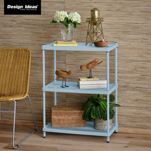 Design Ideas MeshWorks 3 Tier Full-Size Metal Storage Shelving Unit Rack, Blue