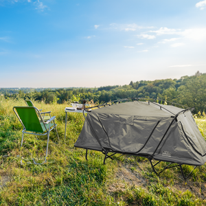 Kamp-Rite Oversized Quick Setup 1 Person Cot, Lounge Chair, & Tent w/Domed Top