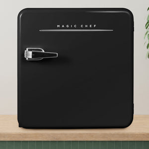 Magic Chef 1.6 Cubic Feet Retro Style Mini Fridge with Interior LED Light, Black