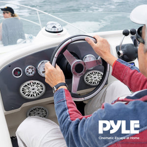 Pyle 260 Watts 4 Ohms Water Resistant 2 Way Boat Marine Speakers, White, 4 Pack