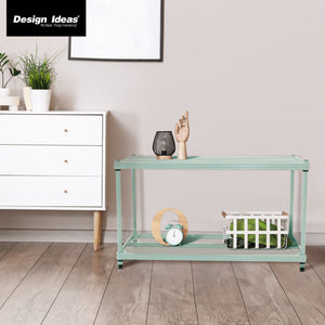 Design Ideas MeshWorks 2 Tier Full Size Metal Storage Shelving Unit, Sage Green