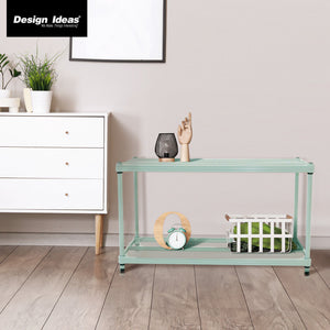 Design Ideas MeshWorks 2 Tier Full Size Metal Storage Shelving Unit, Sage Green