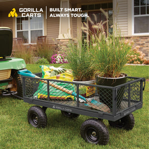 Gorilla Carts Steel Utility Cart Garden Beach Wagon, 800 Pound Capacity, Black