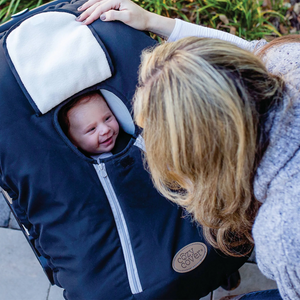 CozyBaby Infant Car Seat Travel Cover with Dual Zippers and Elastic Edge, Black