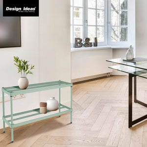 Design Ideas MeshWorks 2 Tier Full Size Metal Storage Shelving Unit, Sage Green