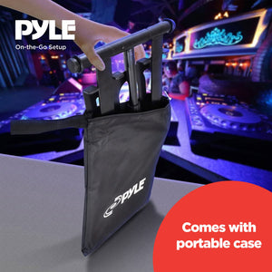 Pyle PLPTS55 Universal Adjustable Rotating DJ Laptop Stand with Travel Case