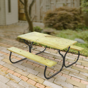 Jack Post Fiesta Charm Outdoor DIY Steel Frame for Wooden Picnic Table, Black