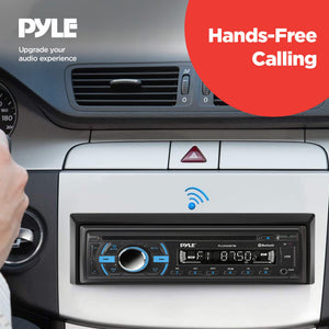 Pyle Single DIN Marine Bluetooth Stereo Receiver & CD Player with Remote, Black