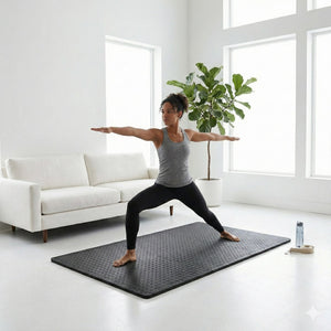 BalanceFrom Fitness 24 Sq Ft Interlocking EVA Foam Exercise Mat Tiles, Black